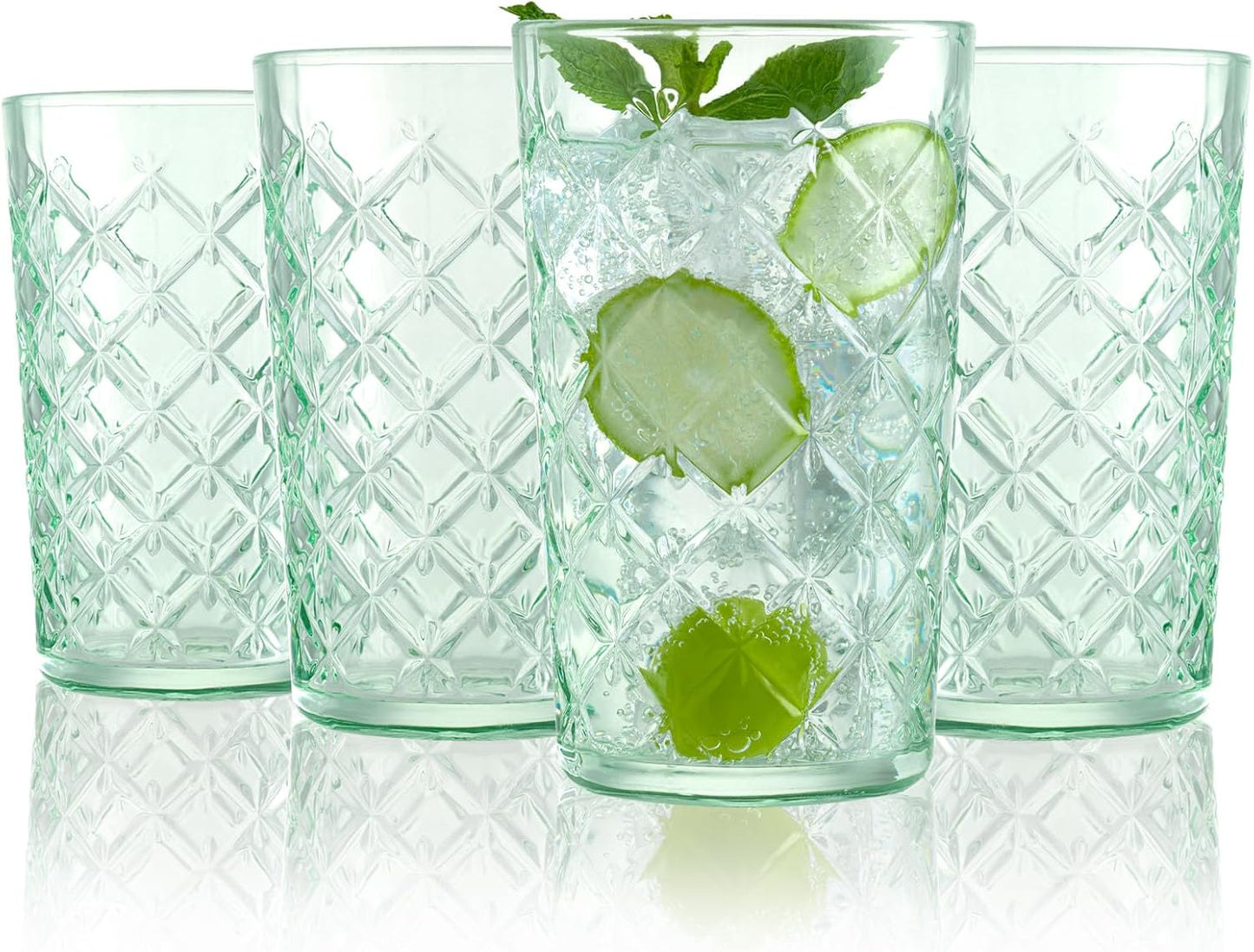 Set 4 vasos vidrio vintage 15.5oz para agua café