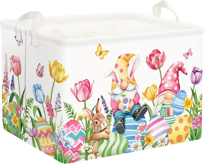 Cesta almacenamiento grande con gnomo conejo Pascua 36L
