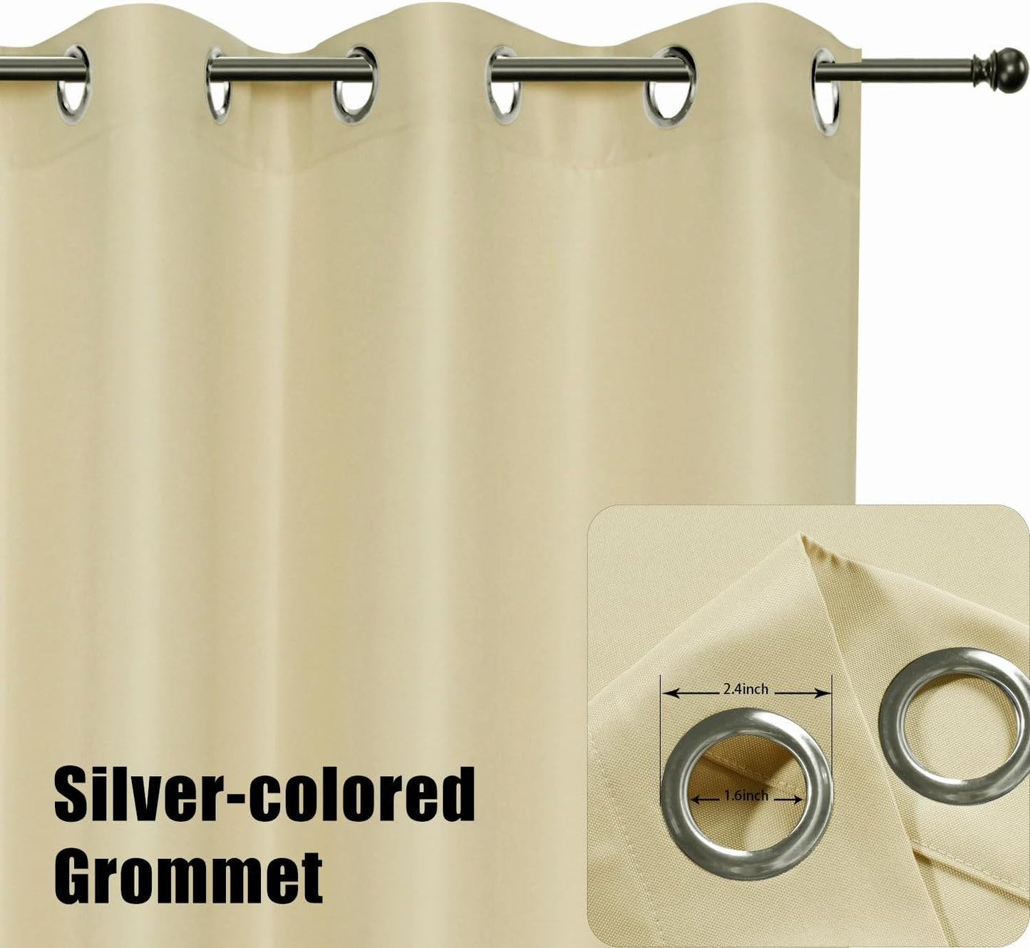 Cortina impermeable privacidad 110x95pulg color crema