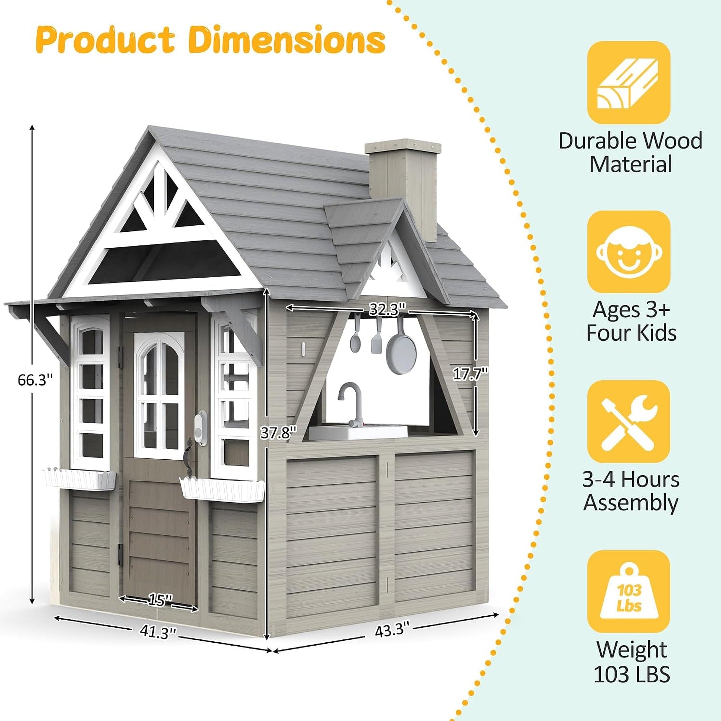 Set de madera para niños al aire libre con cocina timbre y