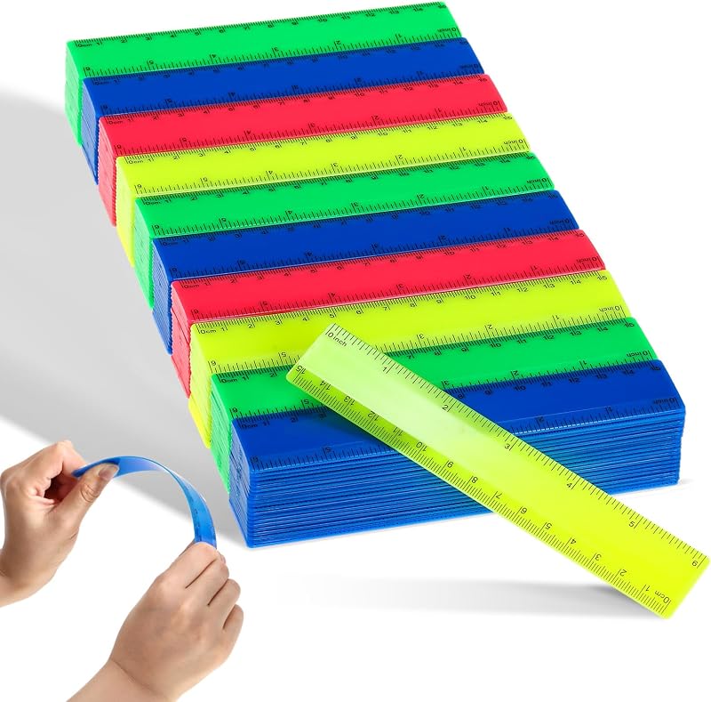 500 Reglas Plástico Flexibles 6" Color Opaco y Brillante