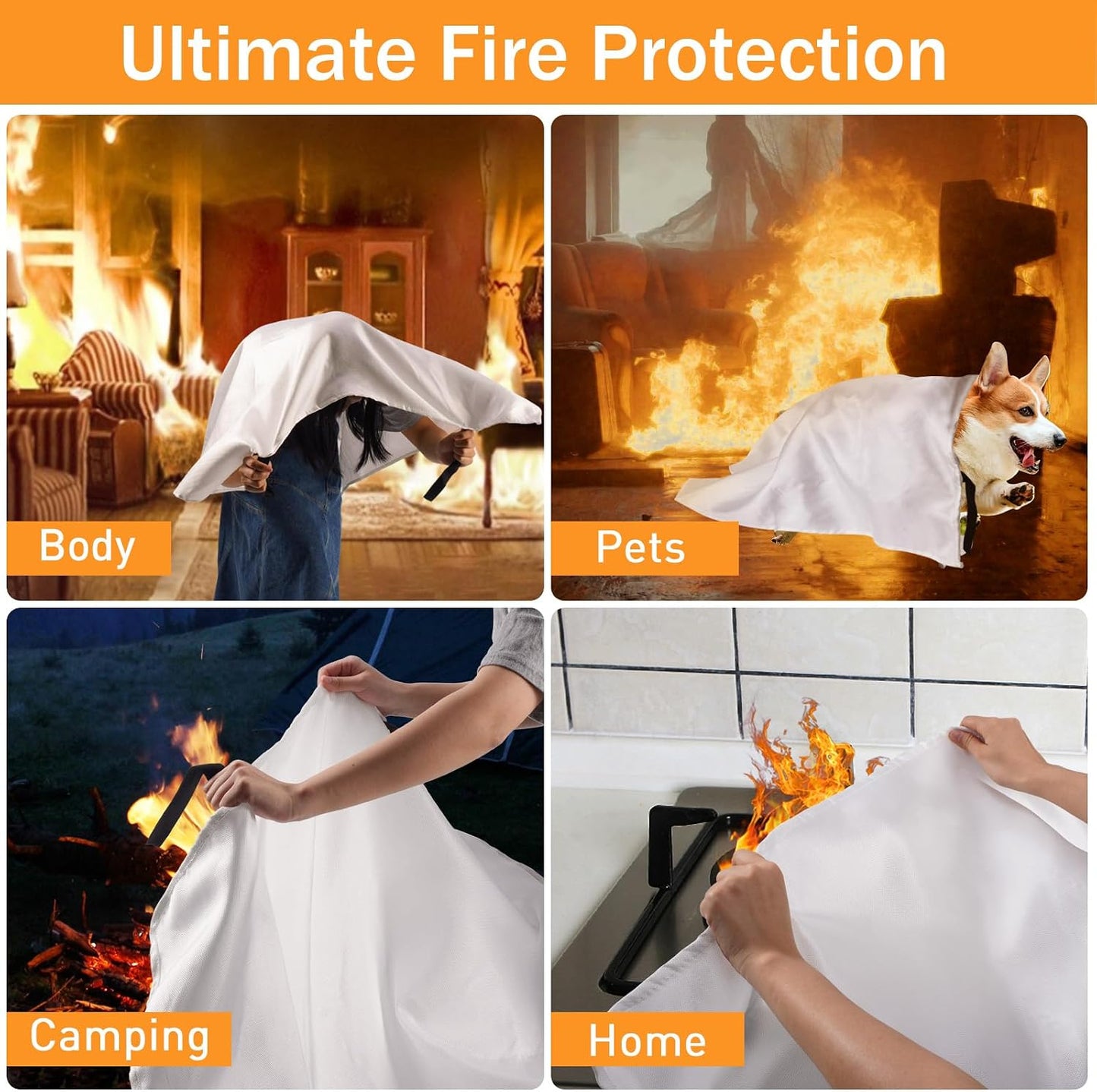 Manta Emergencia 48x48pulg 2 Pzas Resistentes Fuego Hogar
