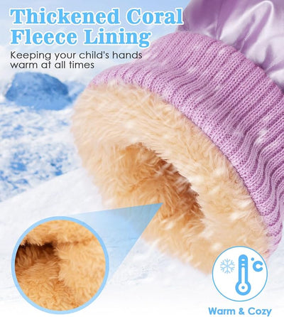 Guantes invierno niños forro polar coral con hebillas impermeables