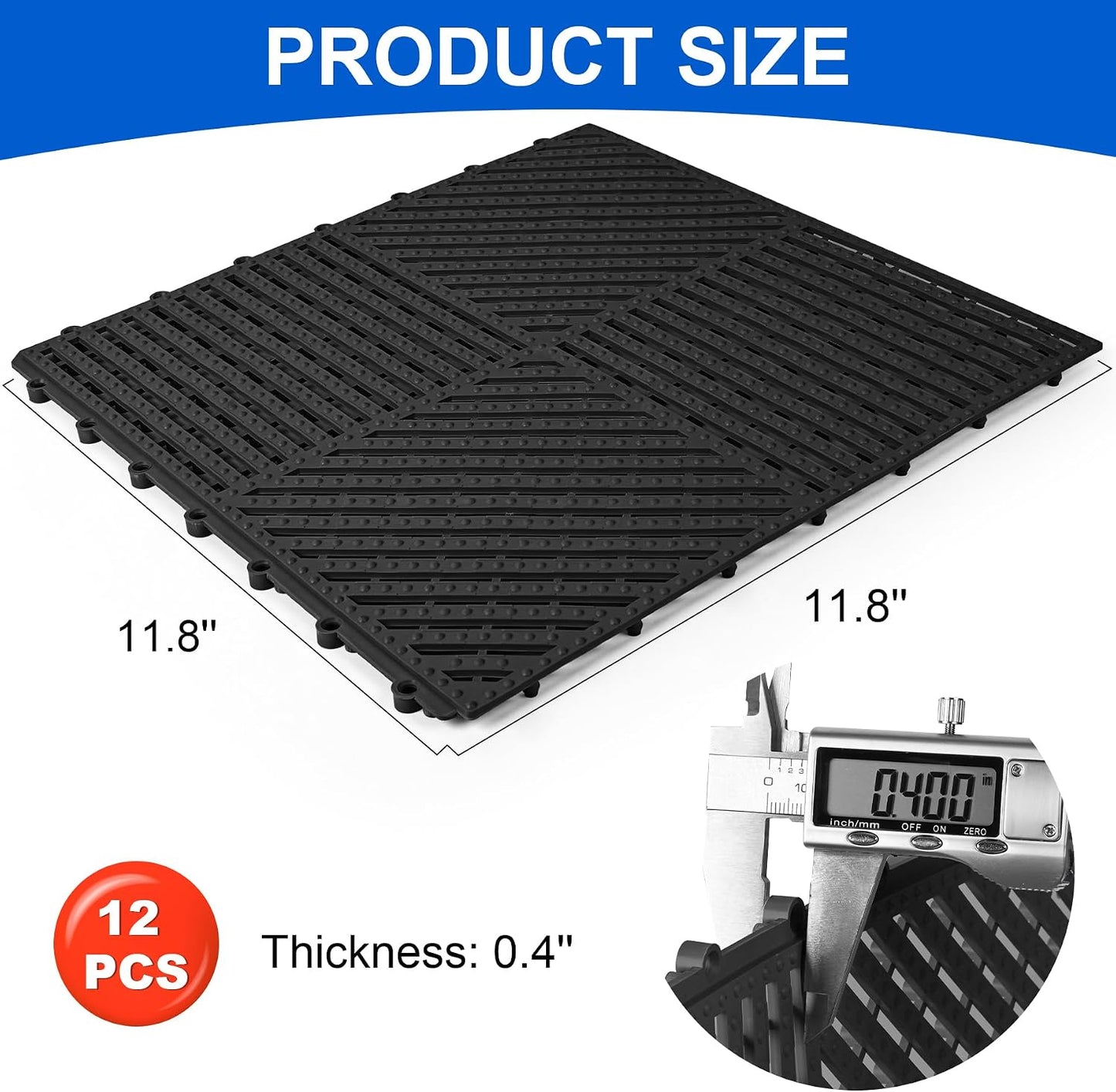 12 Baldosas Goma Antiderrap 11.8x11.8pulg Tapete Terraza