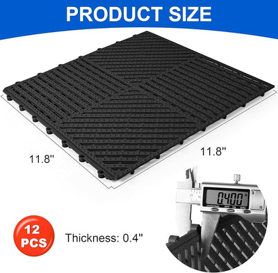 12 Baldosas Goma Antiderrap 11.8x11.8pulg Tapete Terraza