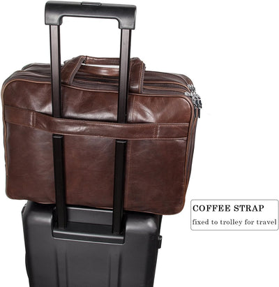Maletín cuero genuino para hombre con bolsa portátil 15.6pulg