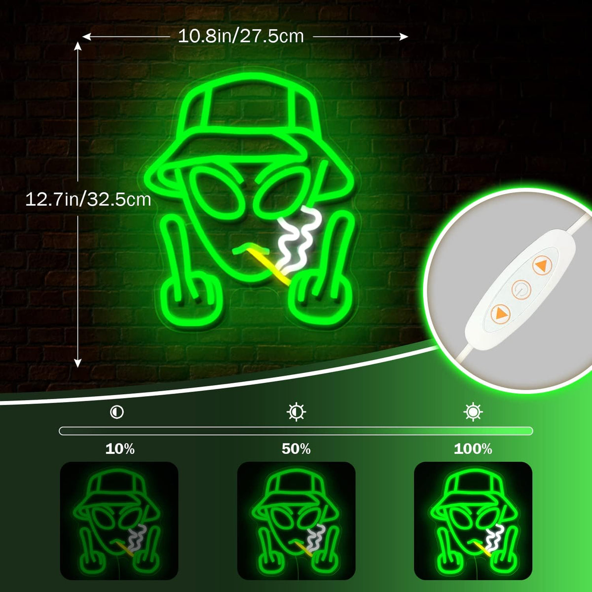 Letrero neón alienígena verde USB regulable