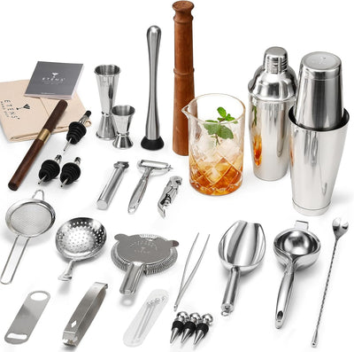Kit barman 33 pzas acero inox exprimidor pala hielo vaso