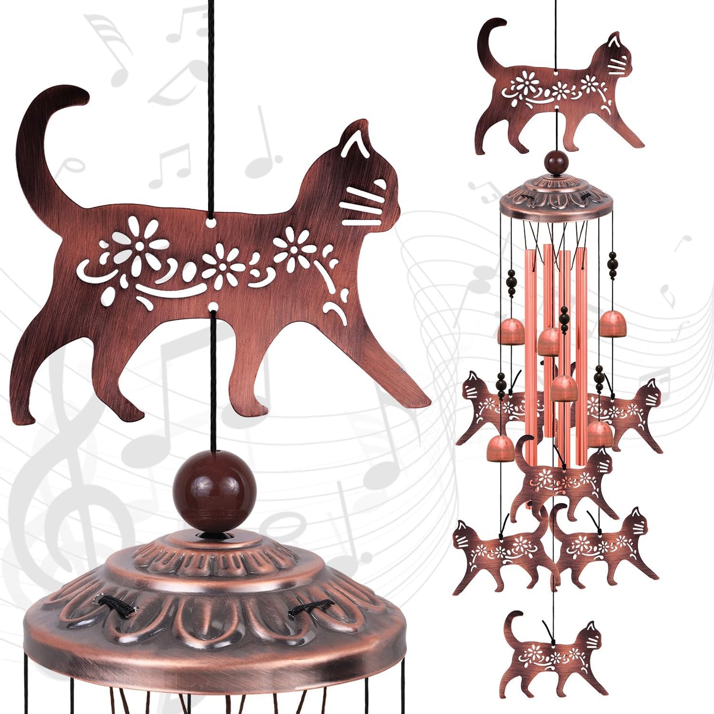 Carillón gato para exteriores decoración hogar jardín