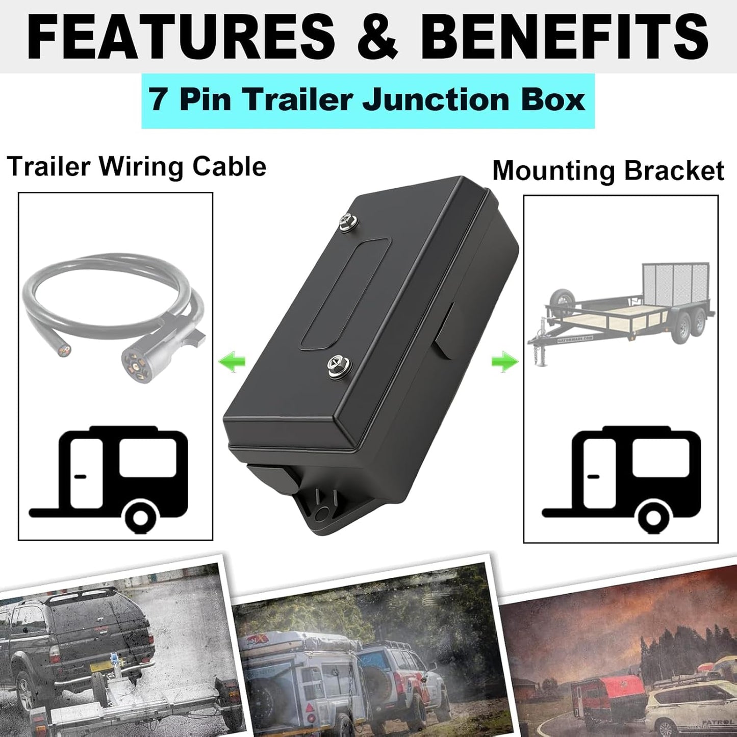 Caja conexiones remolque 7 vías resistente para RV caravanas