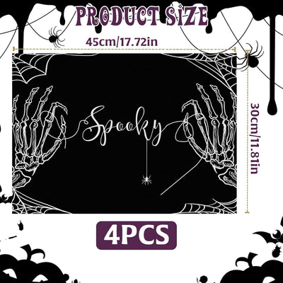 Set 4 Manteles Halloween Araña Espeluznante Negro