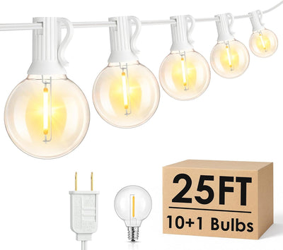 Tira luces LED G40 25ft exteriores enchufable 10 bombillas