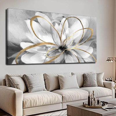 Lienzo 30x60pulg arte negro flores blancas sala dormitorio