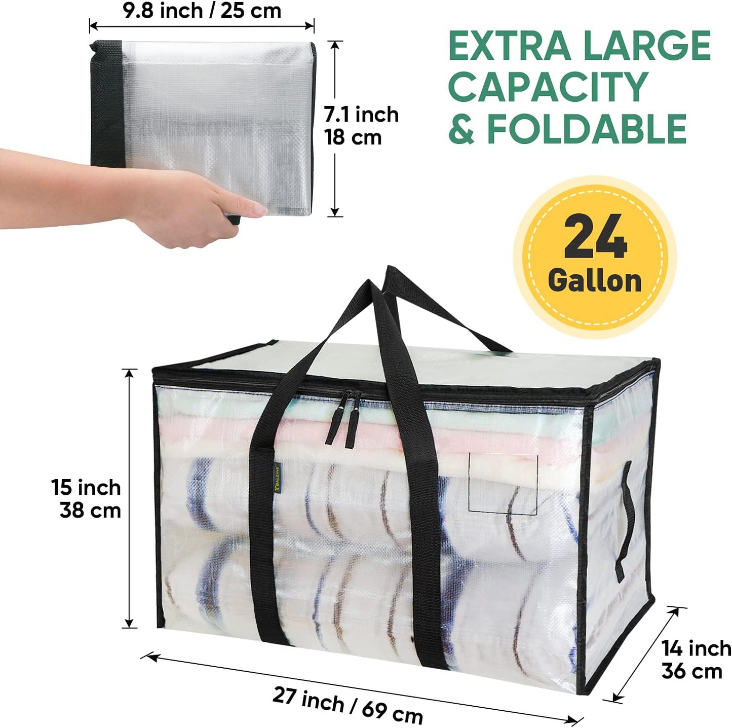 2 Pzas Bolsas Mudanza Grande Con Asas Reforzadas Transparente