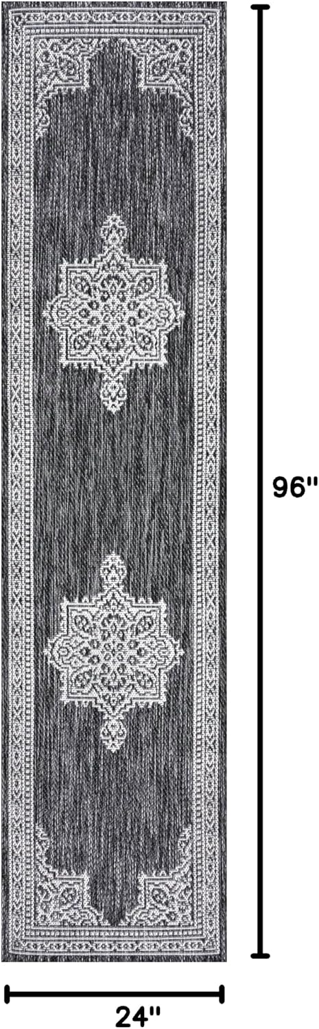 Alfombra pasillo 2x8ft gris oscuro/crema resistente