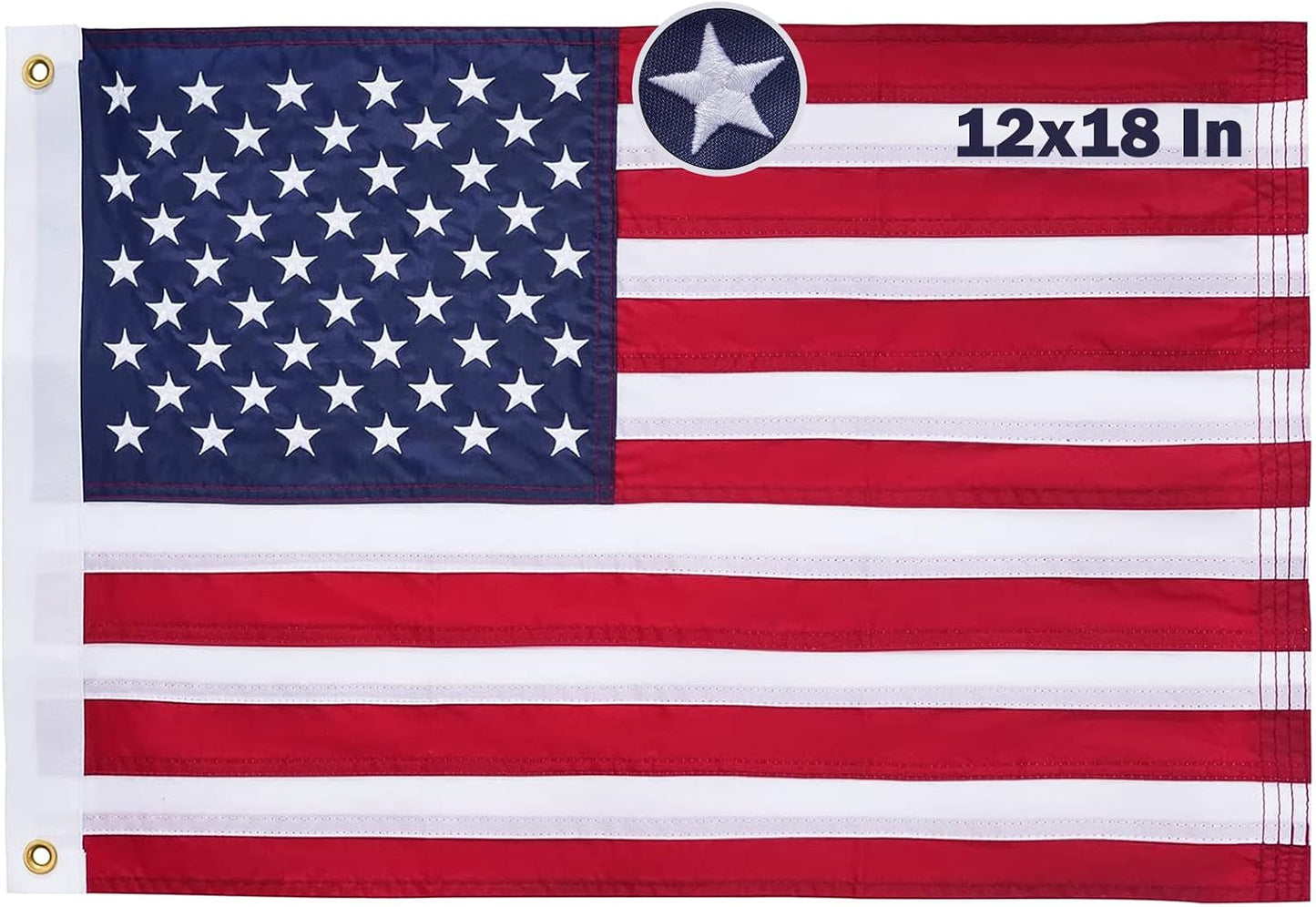 Bandera EE.UU. nailon 12x18" exteriores 2 ojales latón