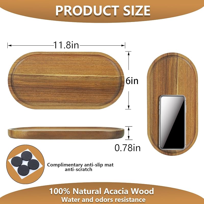 Bandeja madera acacia 11.8x6pulg rústica para servir