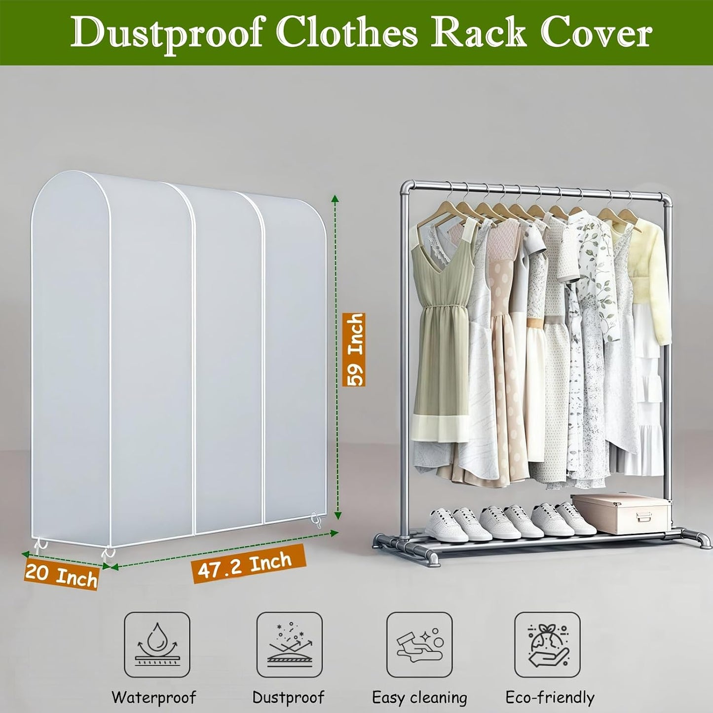 Funda transparente perchero 47x20x60" con 2 cremalleras