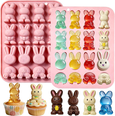 2 Moldes Silicona Conejitos Pascua 32 Cavidades