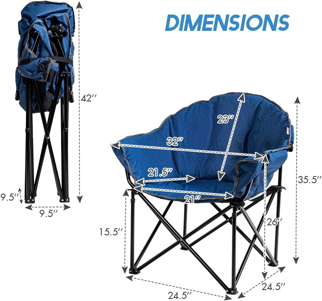 Silla camping plegable con platillo luna asiento acolchado