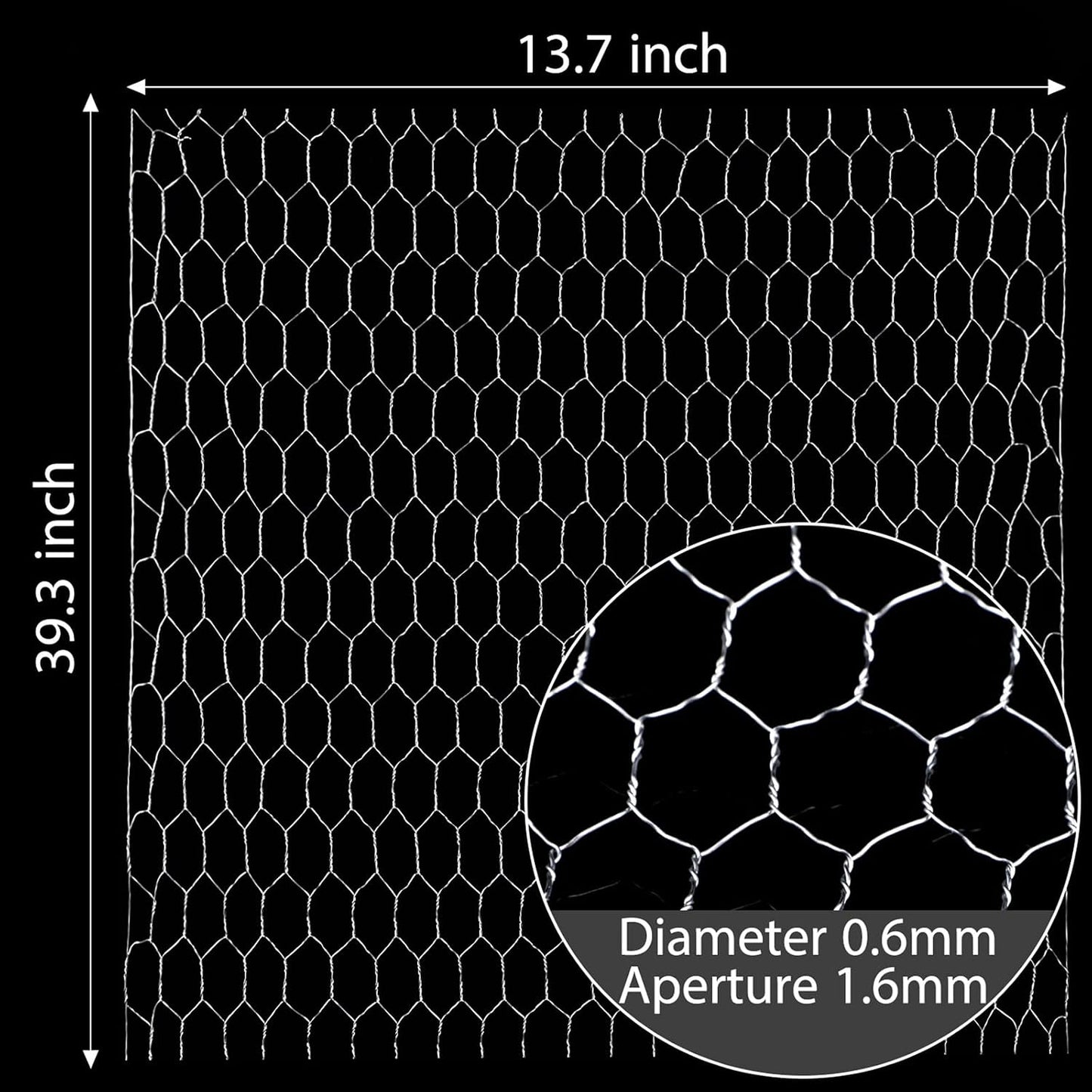 Red de alambre hexagonal galvanizado 13.7x80" plateado
