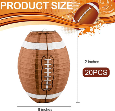 20 Faroles Papel Fútbol 12pulg para Techo Fiesta Superbowl