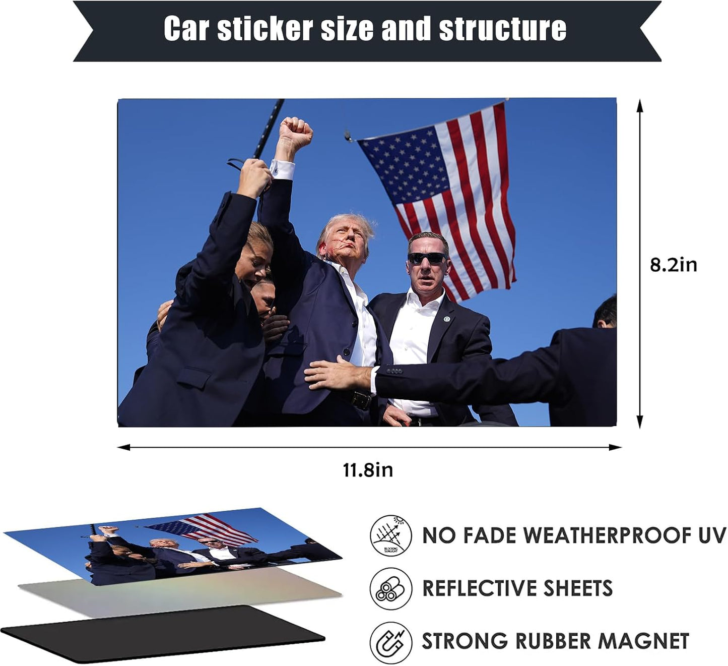 2 Letreros Magnéticos Trump para Auto Impermeables