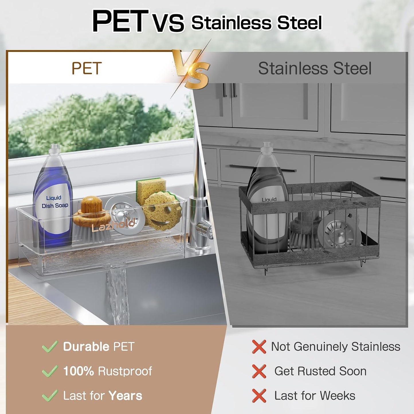 Soporte esponja fregadero cocina organizador duradero transparente