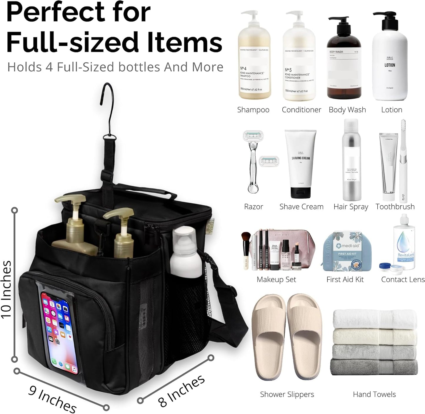Bolsa ducha XL plegable resistente agua con correa hombro