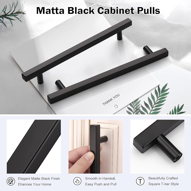 30 Tiradores Acero Inox 7.56" Negro Puertas Cajones