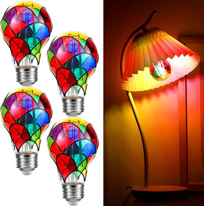 4 Bombillas LED E26 Multicolor A19 Vintage para Hogar Balcón