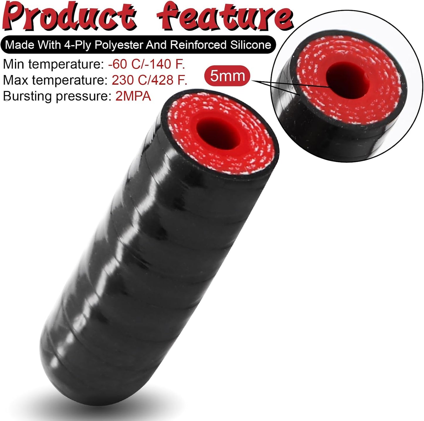 Tapón manguera silicona reforzada 1/4" alta temp