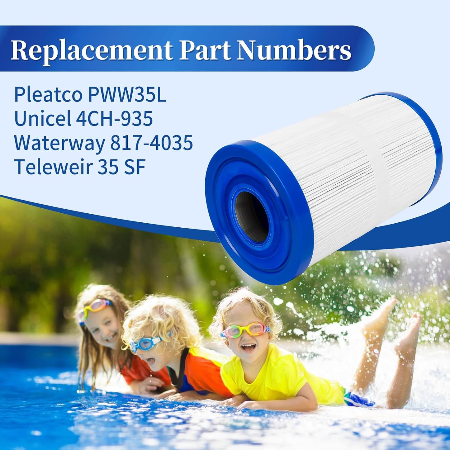 Cartucho filtro hidromasaje 35" repuesto Plea Uni cel Water Way