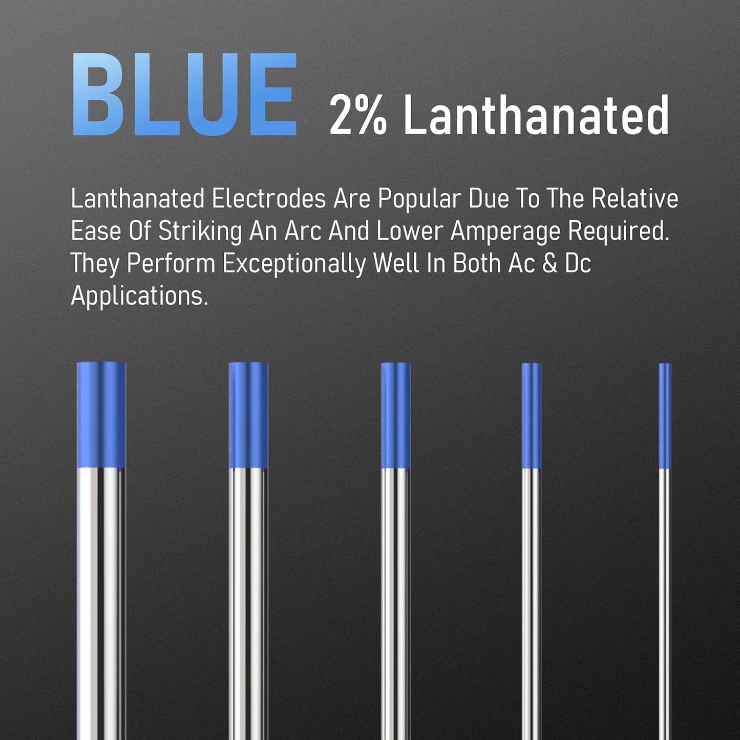 Electrodo TIG tungsteno lantanado 2% 3/32x7" pack 10