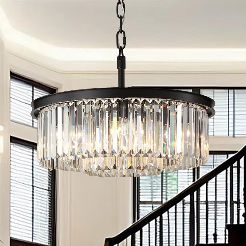 Candelabro cristal techo 3 niveles 8 luces comedor