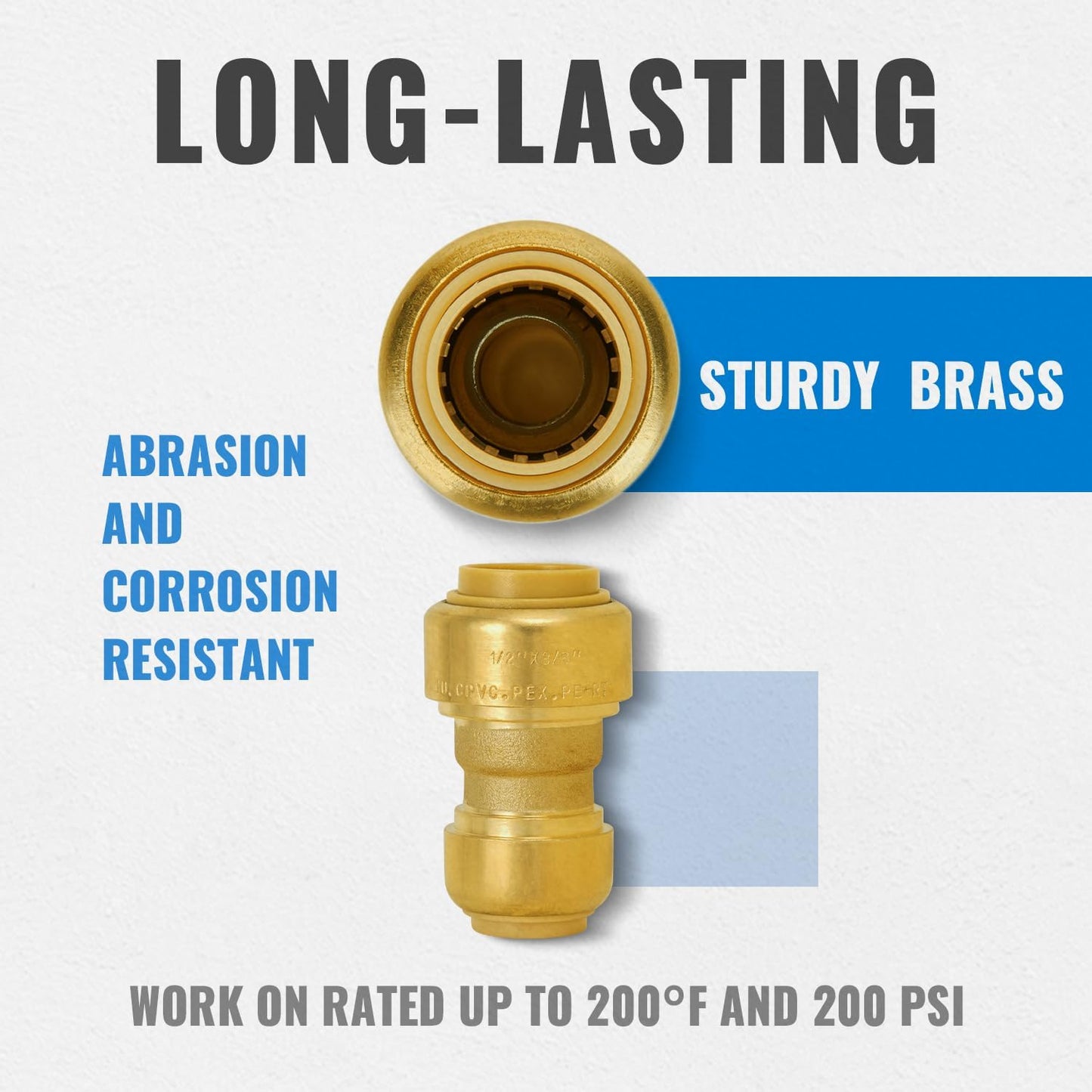 Acoplamiento reductor 1/2x3/8 Pushfit sin plomo latón PEX cobre