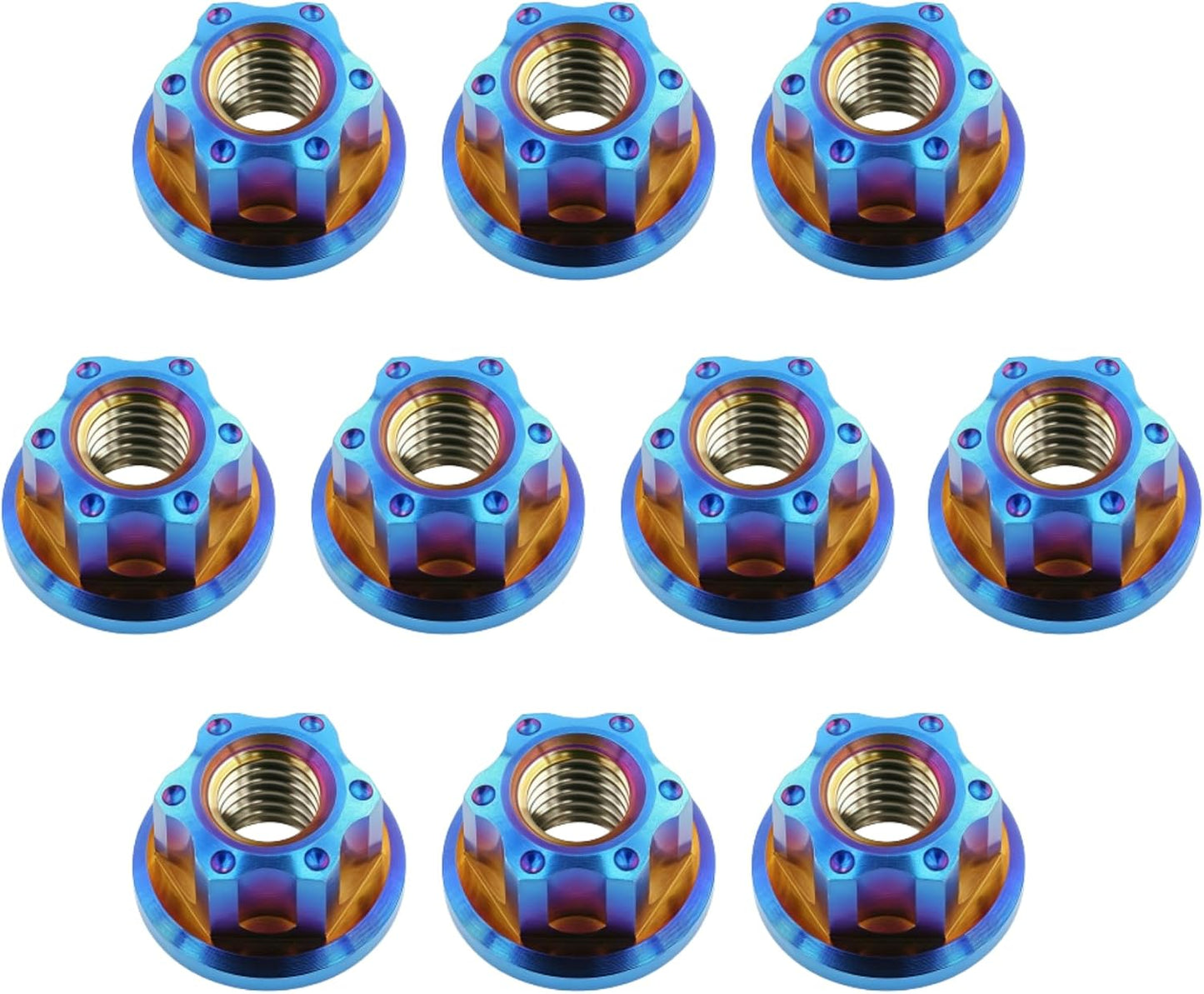 10 Tuercas Hex M6x1.0 Titanio Bicicletas Motocicletas Azul