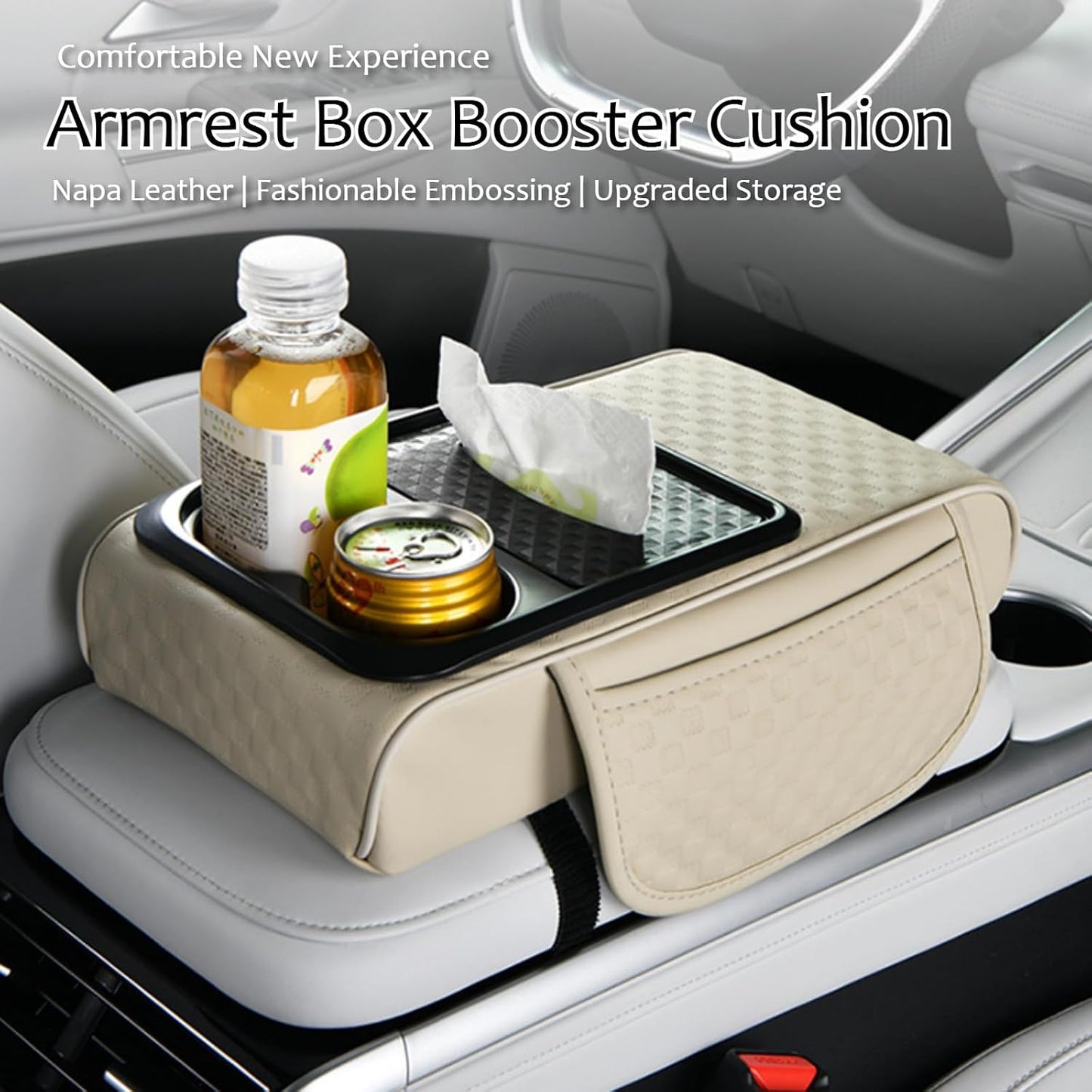 Cojín reposabrazos coche 7cm ergonómico con bolsillos