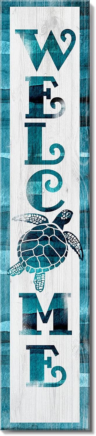 Letrero bienvenida tortuga marina madera decoración rústica