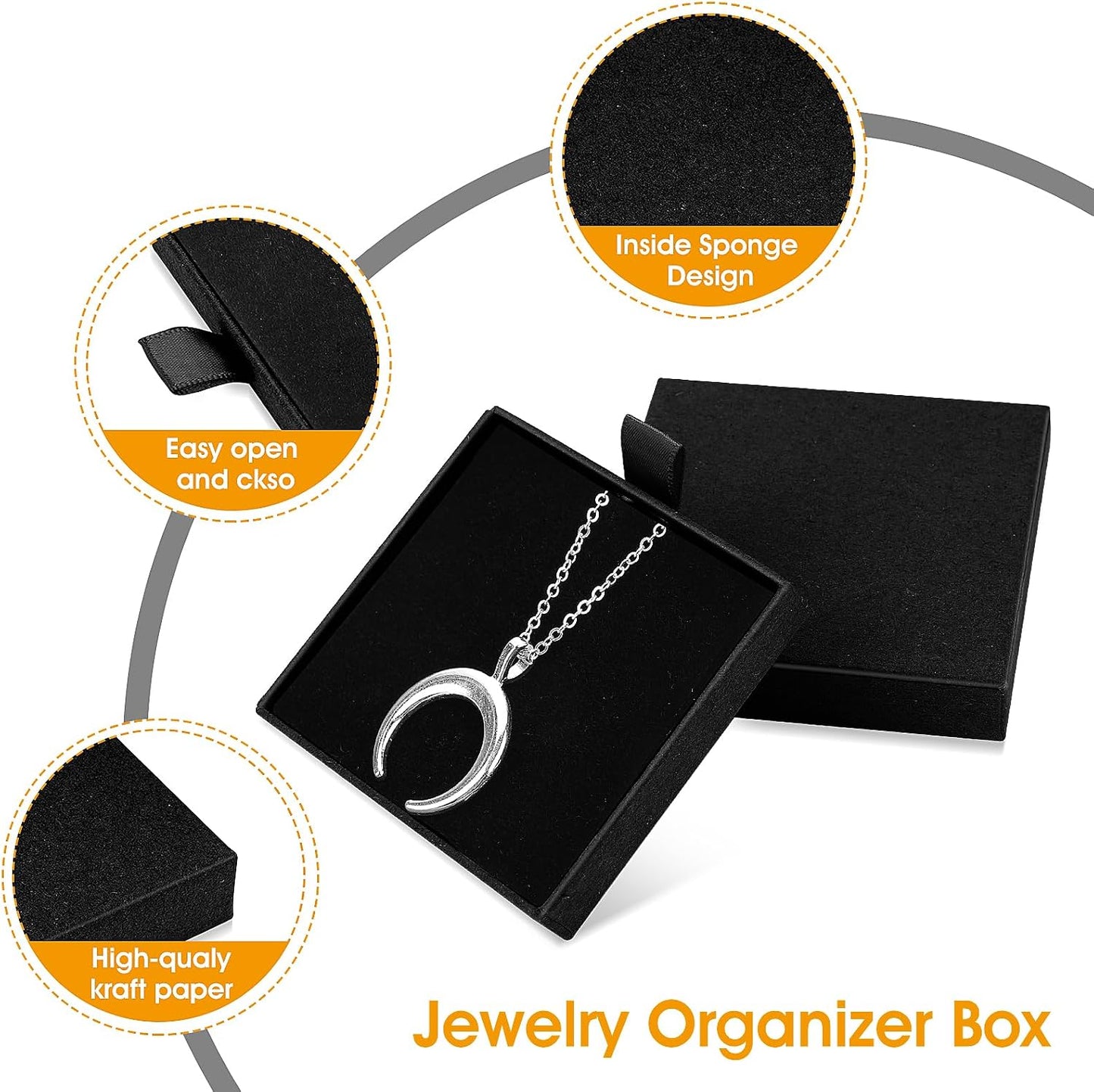 Caja regalo joyas collar aretes pulsera negro