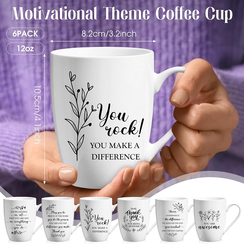 6 Tazas Cerámica 12oz Regalo Profesores Blancas
