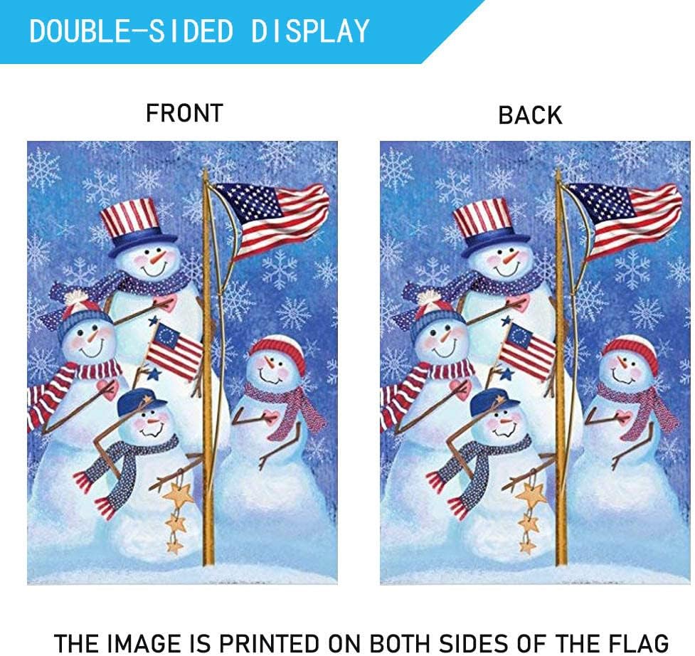 Bandera jardín muñeco nieve Navidad 12.5x18pulg doble cara