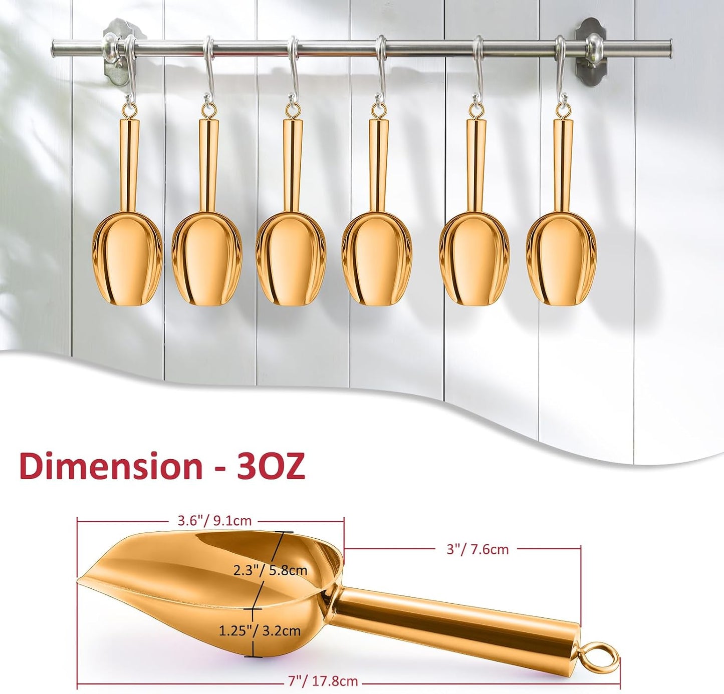 Cuchara hielo acero inox 3oz set 2 multiusos cocina bar