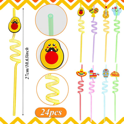 Popotes de fiesta de Cinco de Mayo para México taco cócteles 8 colores