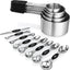 Set 5 Tazas y 8 Cucharas Medidoras Acero Inox con Nivelador