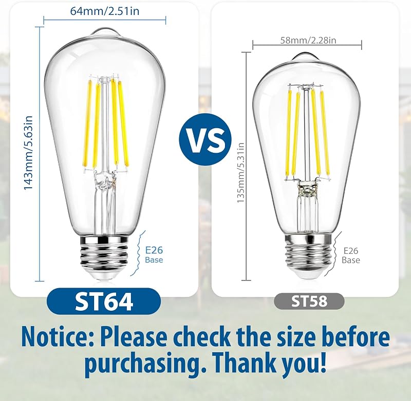 12 Bombillas LED Edison ST64 E26 7W 800lm Blanco Frío