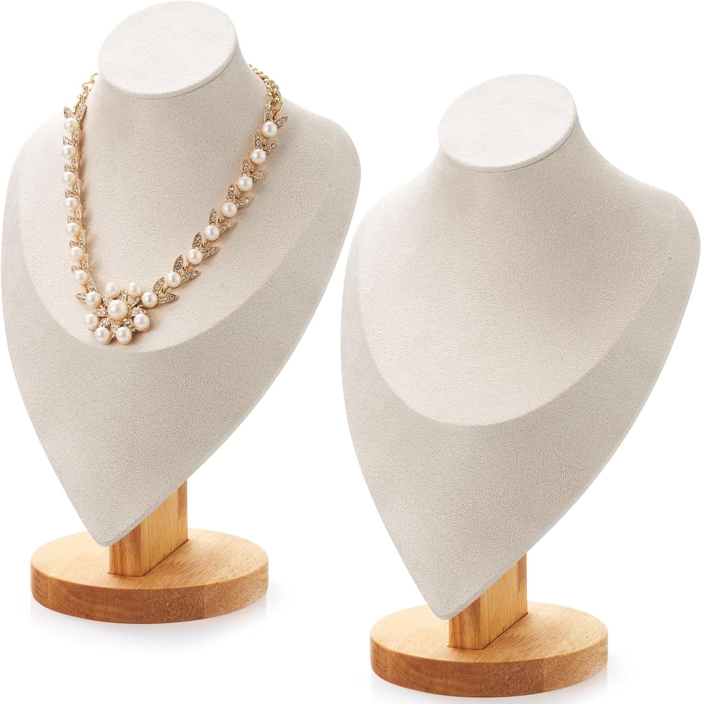 2 Soportes Bambú para Collares Joyería 11.4x7.5" Beige