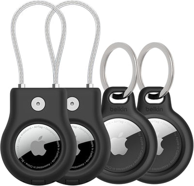AirTag con llavero negro funda resistente pack 4