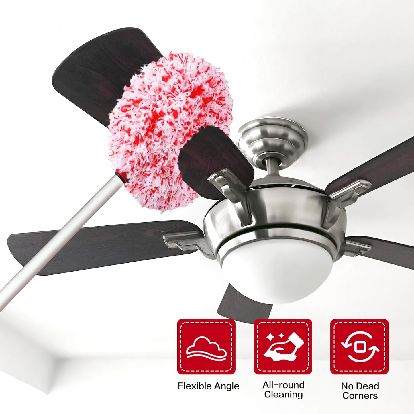 Limpiador aspas ventilador techo microfibra reutiliz. poste ajustable