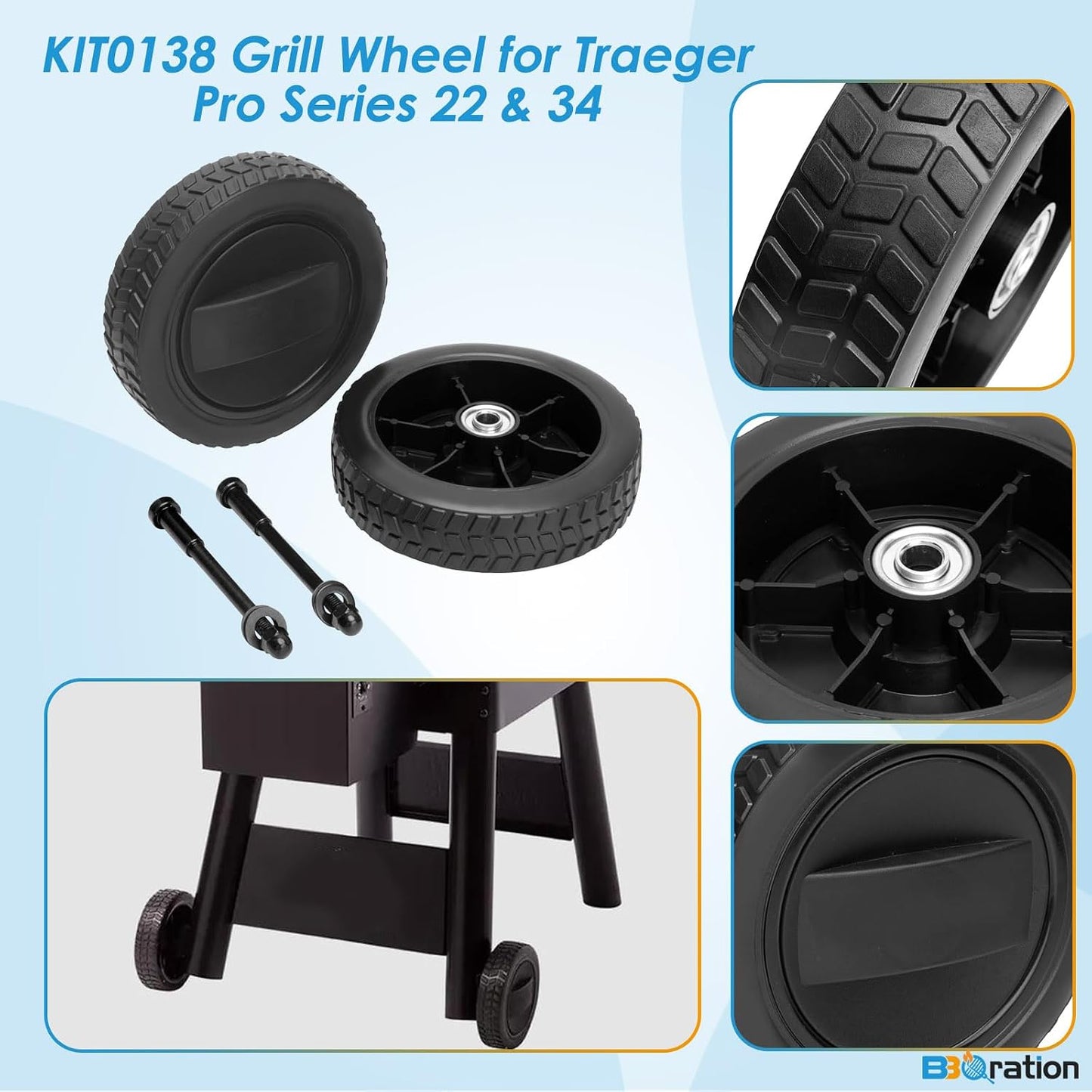 Rueda repuesto para parrilla Traeger Pro Series 22/34 negro